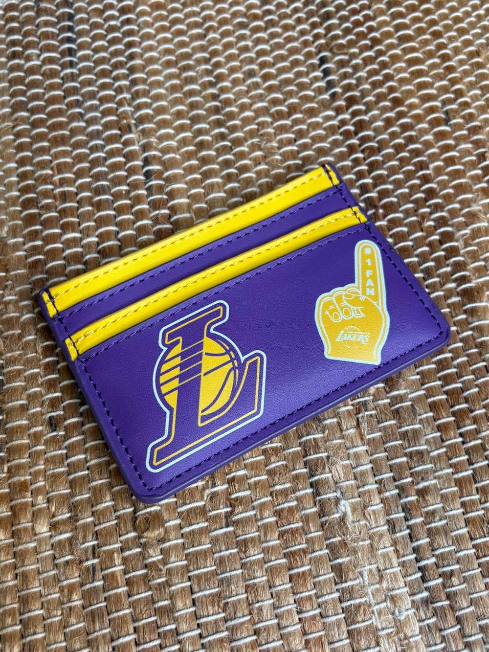 Loungefly NBA Los Angeles Lakers Card Holder Wallet Vegan Leather Purple Gold